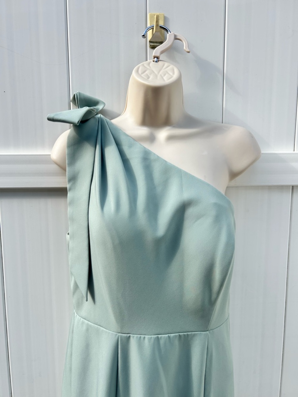 Revelry One-Shoulder Bow Formal Maxi Bridesmaid MOB MOG Dress in Sage | Size 12